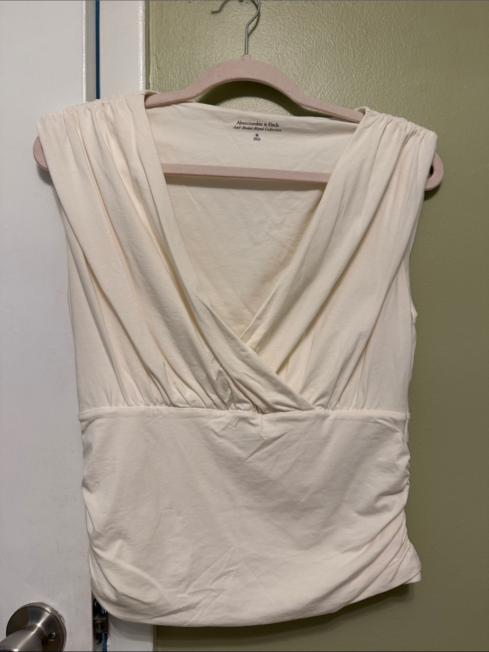 Abercrombie & Fitch Cream Surplice V-Neck Sleeveless Top